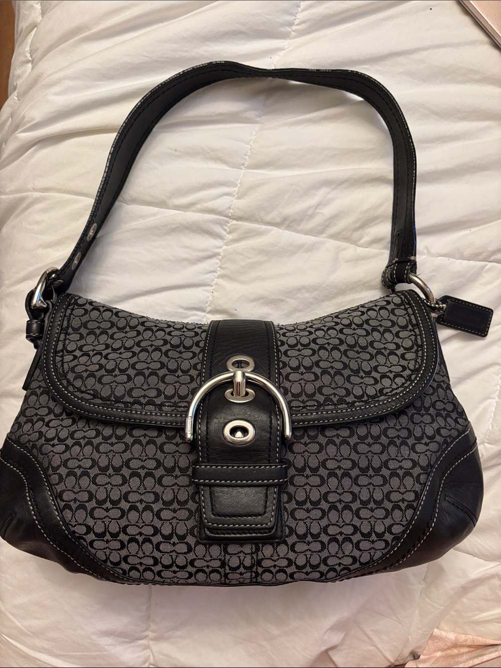 Coach Black Soho Signature Canvas Shoulder Bag